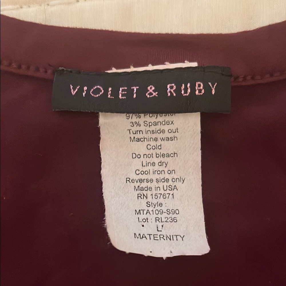 Violet & Ruby Bless This Belly Maroon Short Sleeve Maternity Tee - Size L - Picture 6 of 6